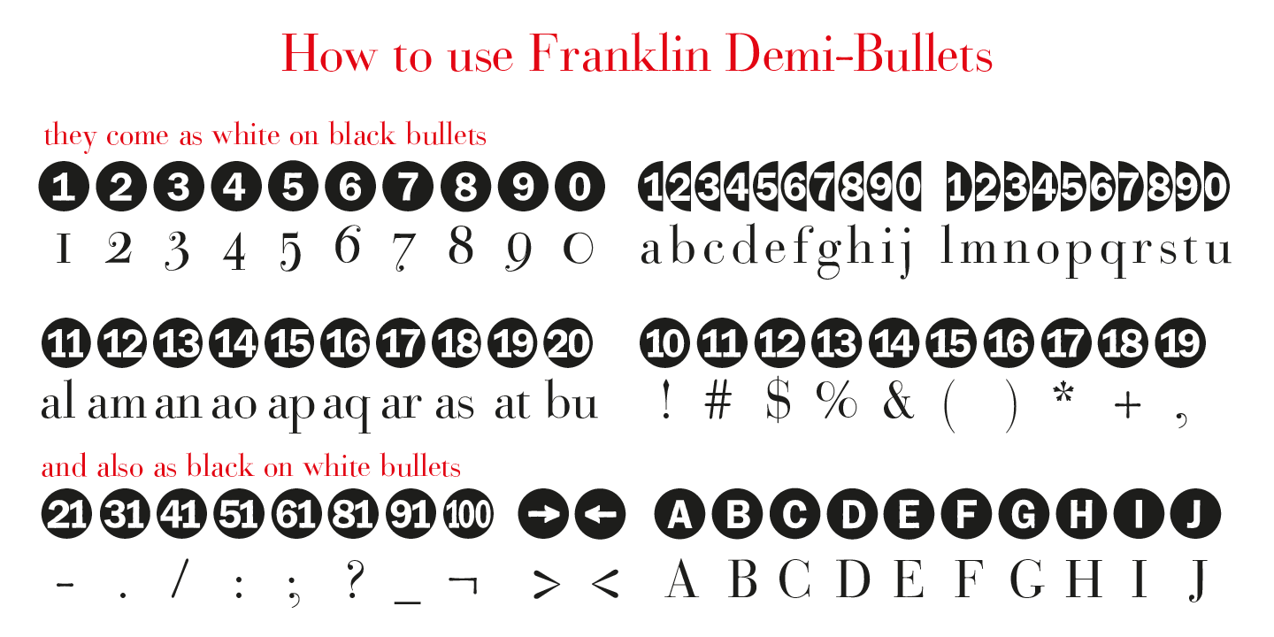 Пример шрифта Bullets Copperplate pos